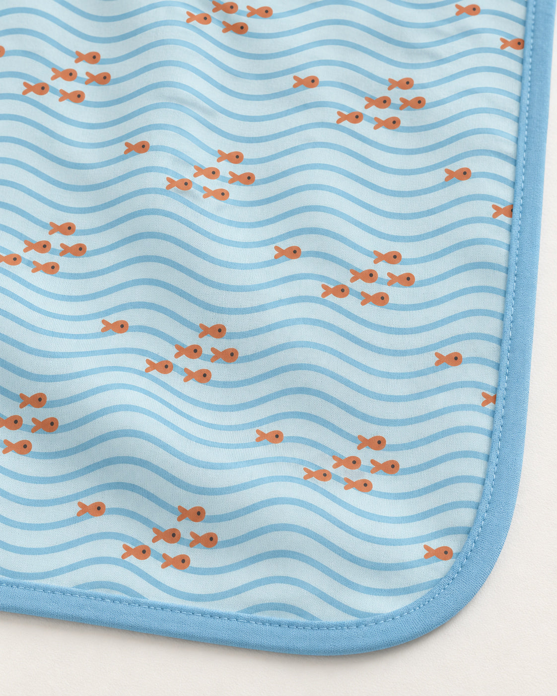 Fresh Air Little Fishy jersey receiving-blanket detail