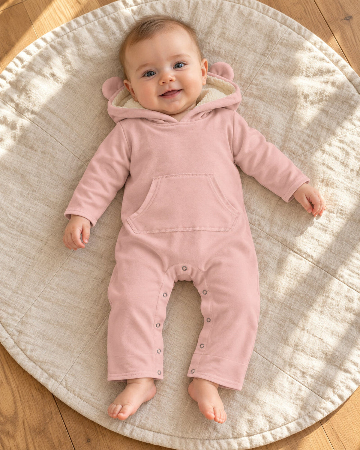 Baby Rose フリースカバーオール着用イメージ。