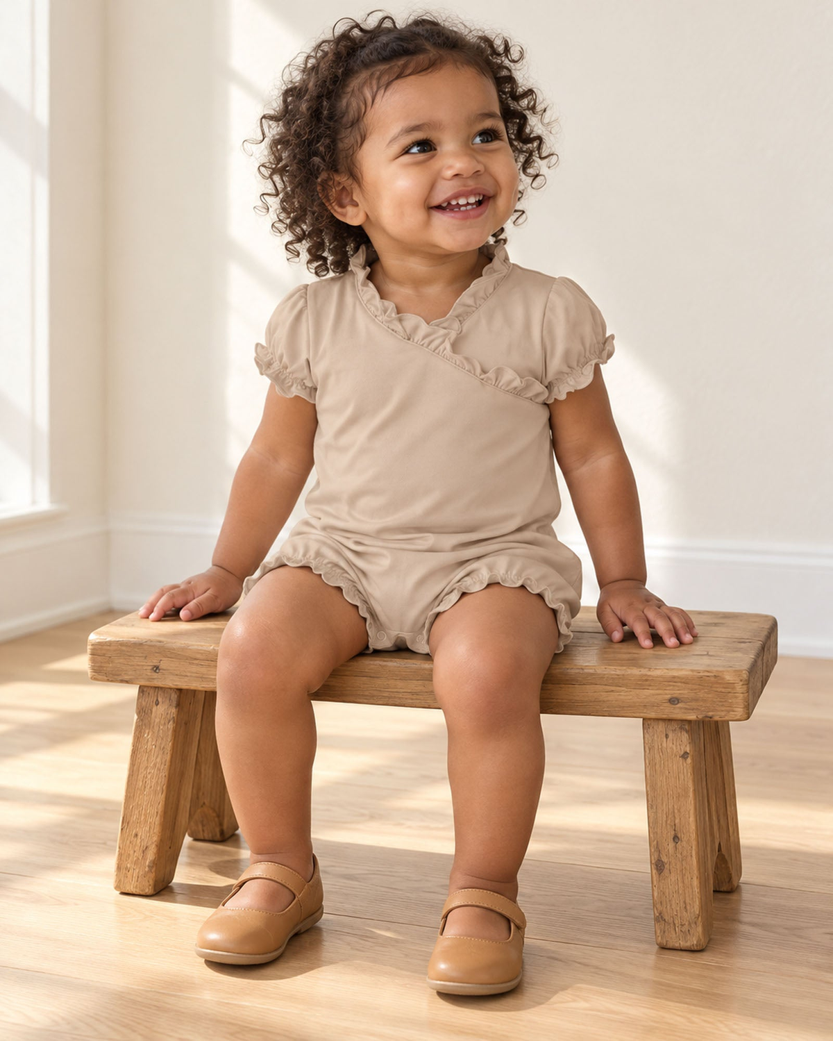 KICKEE Sweet Romper, Burlap