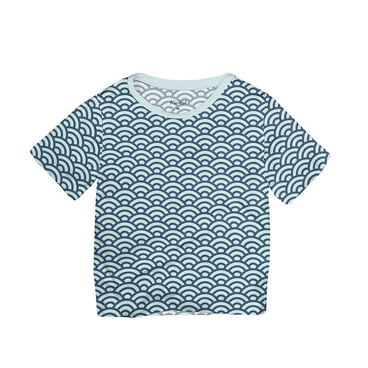 Fresh Air Waves 波柄のキッズ半袖クルーネックTシャツ 正面