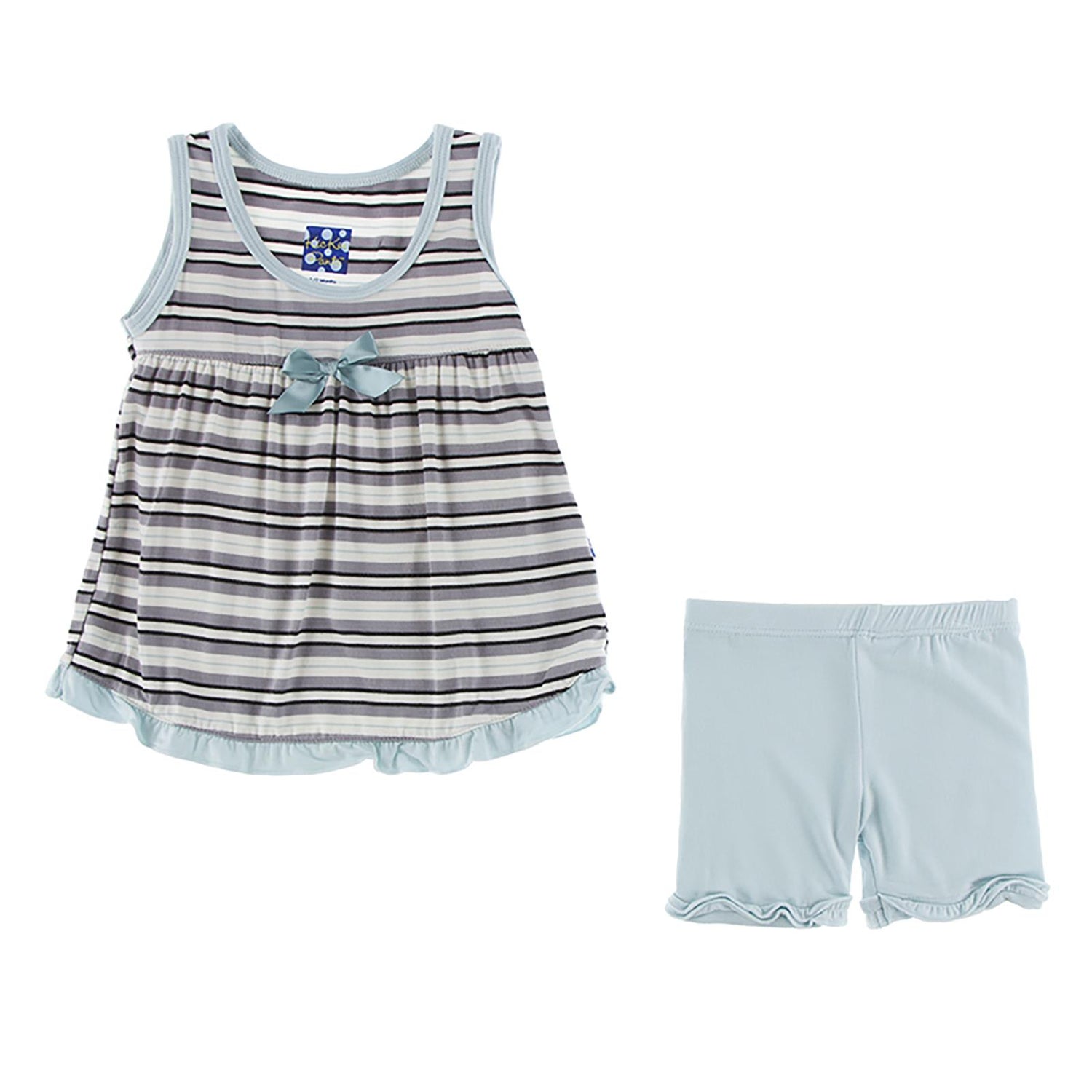Print Swing Tank with Shorts Outfit Set in India Pure Stripe (359017)