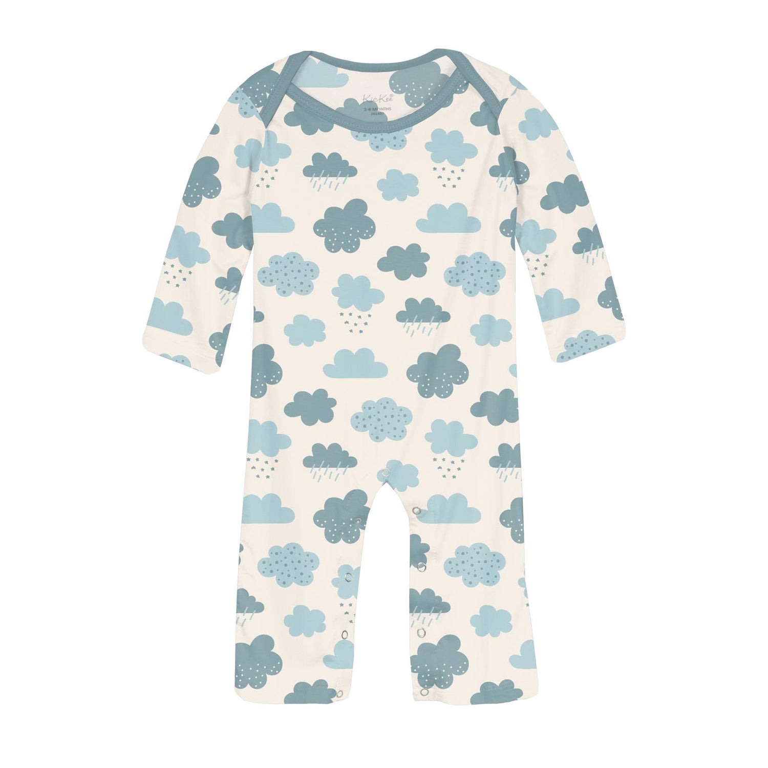 Print Long Sleeve Beau Romper in Natural Cloudy Sky (351805)