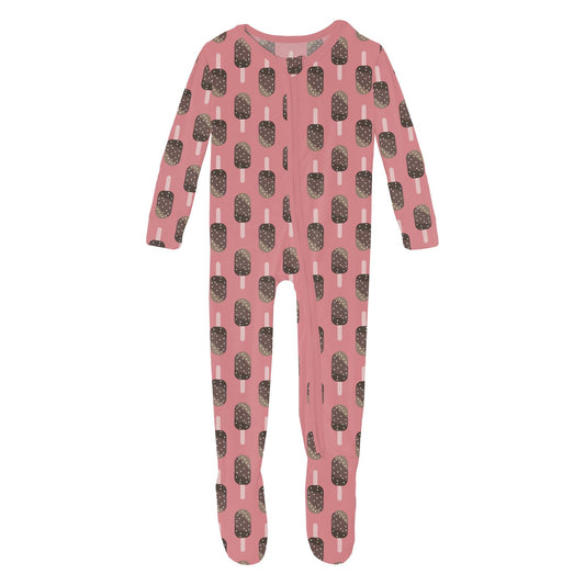 Print Footie with 2 Way Zipper in Desert Rose Ice Cream Bars (351373)