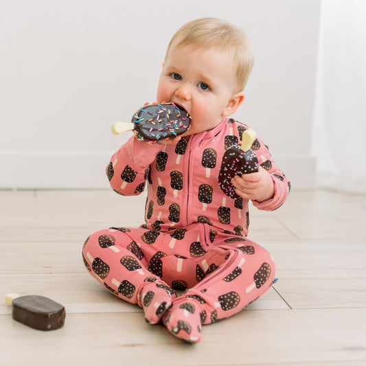 Print Footie with 2 Way Zipper in Desert Rose Ice Cream Bars (351490)