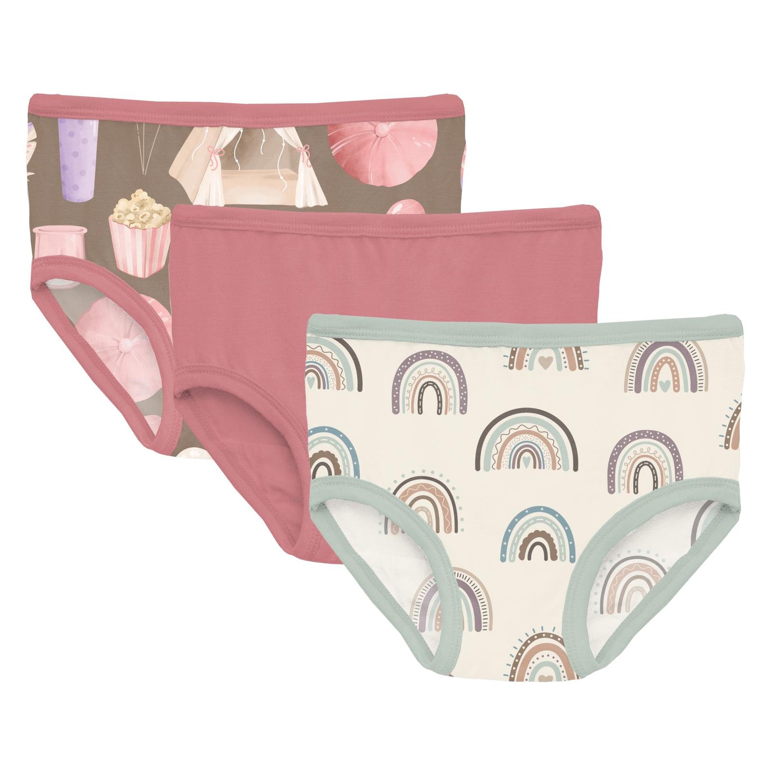 Print Girl's Underwear Set of 3 in Portabella Slumber Party, Desert Rose & Earthy Rainbows (351570)