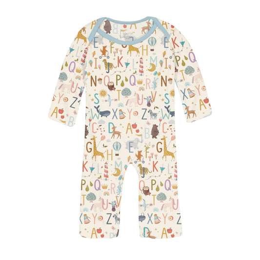 Print Long Sleeve Beau Romper in Animal Alphabet (351723)