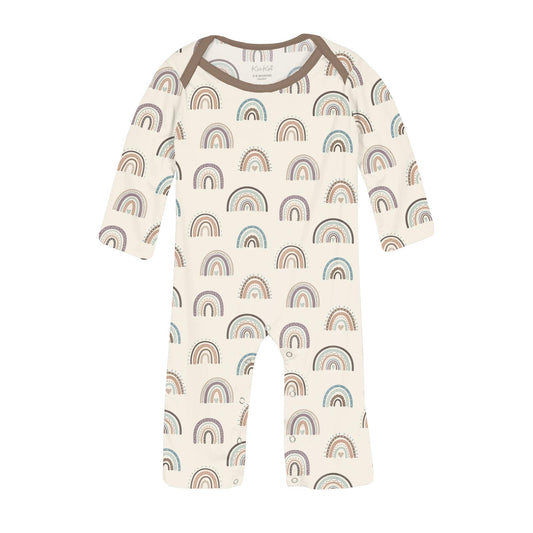 Print Long Sleeve Beau Romper in Earthy Rainbows (351835)
