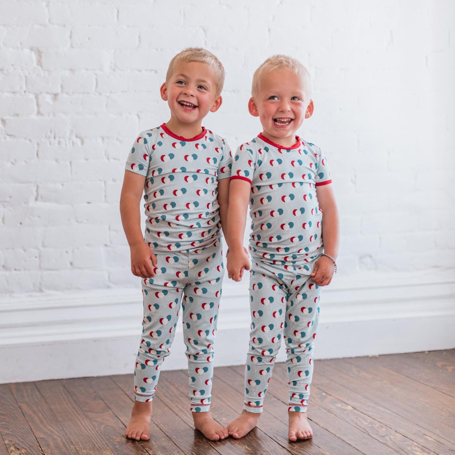 Print Short Sleeve Pajama Set in Spring Sky Birthday