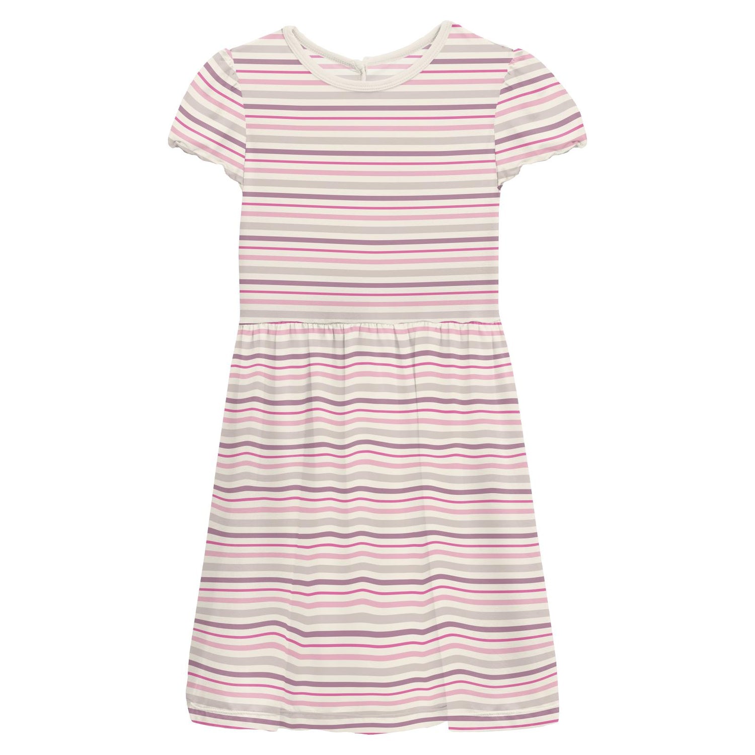 Print Flutter Sleeve Twirl Dress with Pockets in Whimsical Stripe (308716)