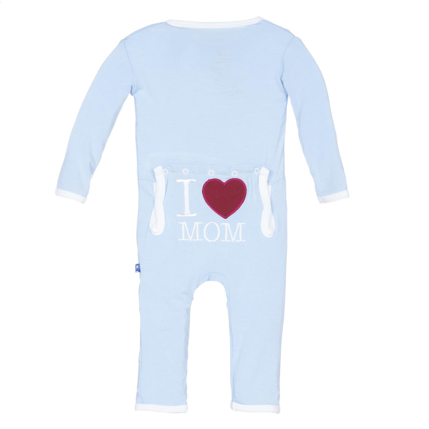 Applique Coverall with Snaps in Pond I Love Mom (209007)