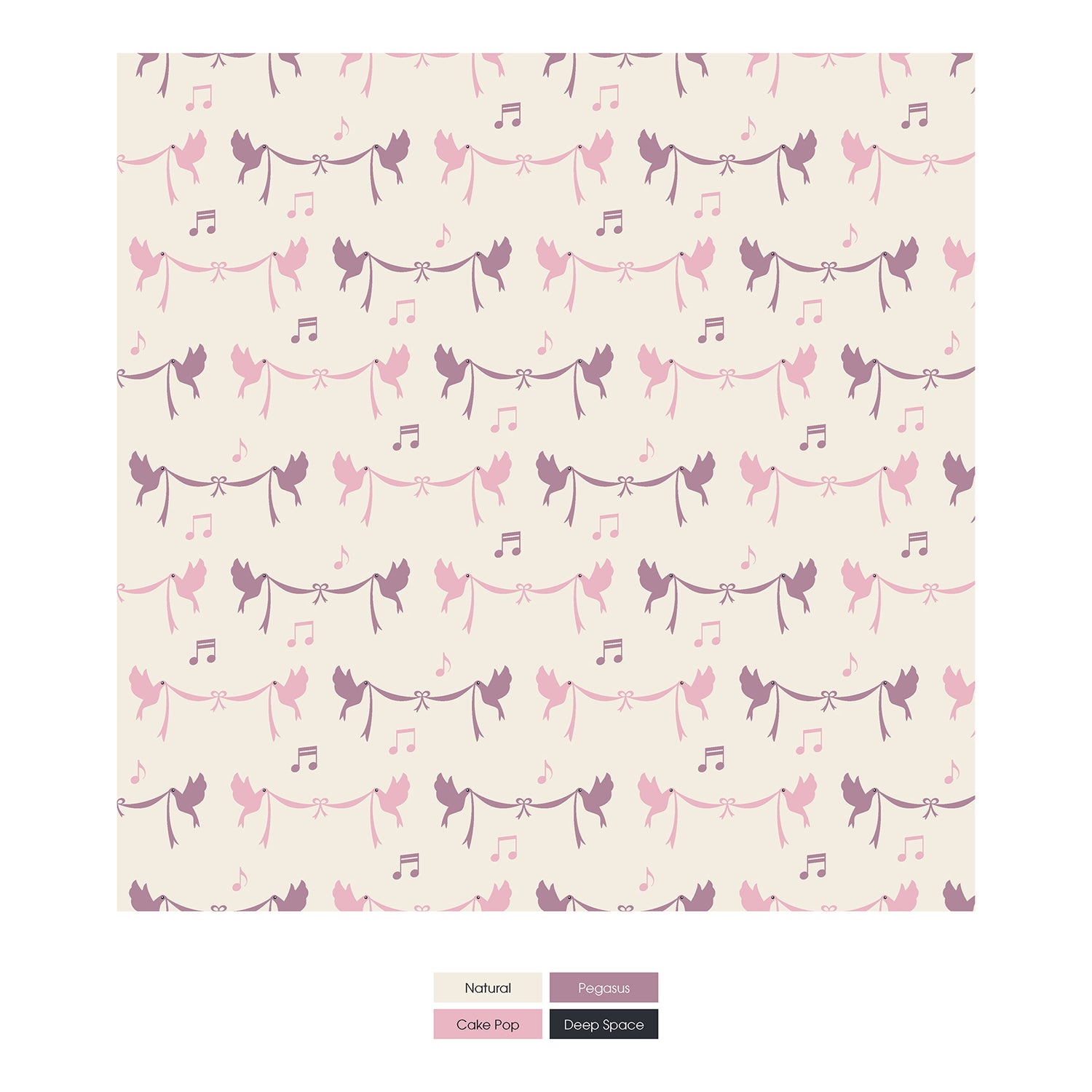 Women's Print Simple Twist Nightgown in Natural Bird Banner