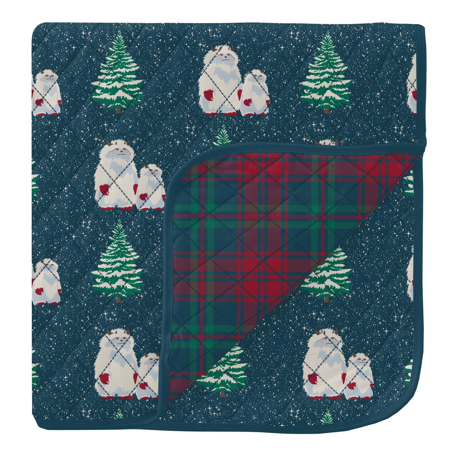 Print Quilted Toddler Blanket in Peacock Yeti/Peacock Plaid