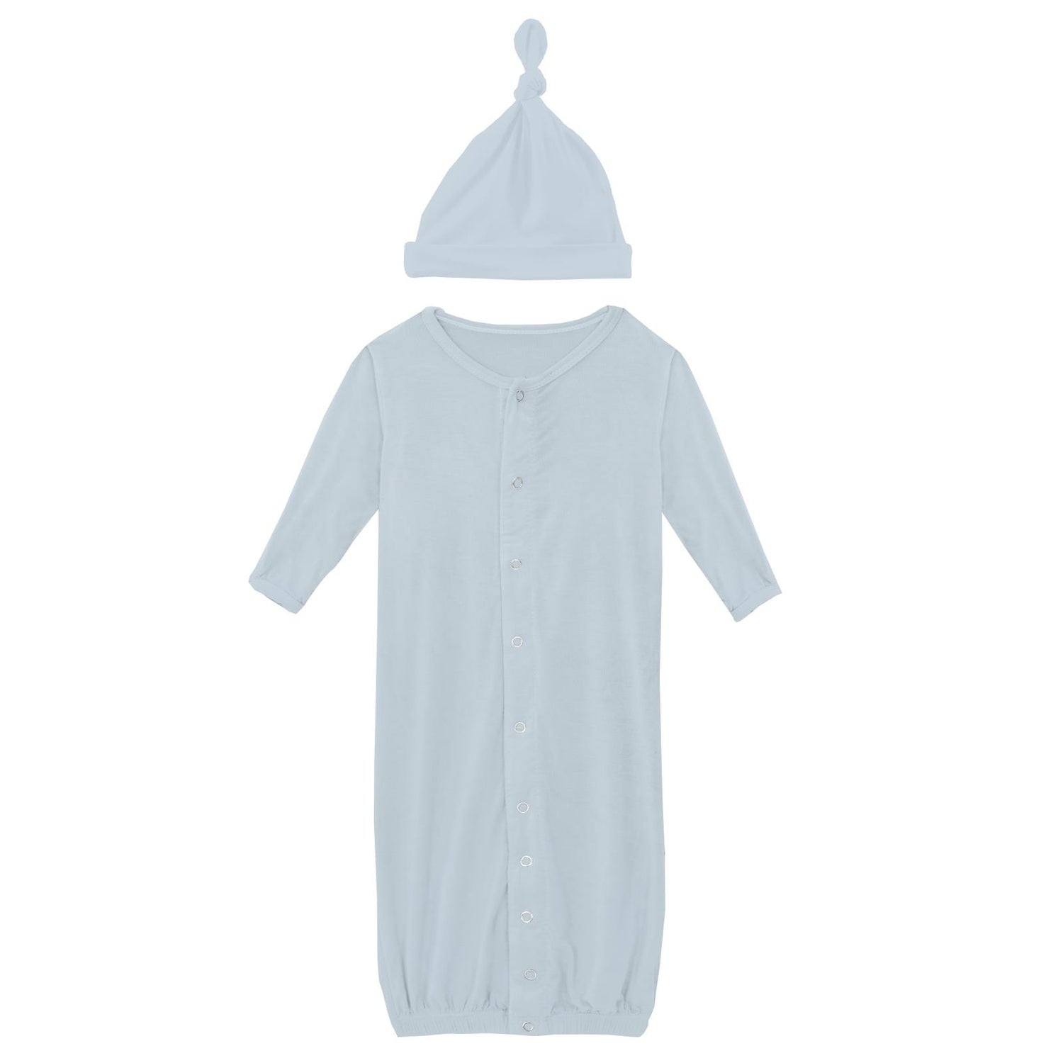 Layette Gown Converter & Single Knot Hat Set in Illusion Blue