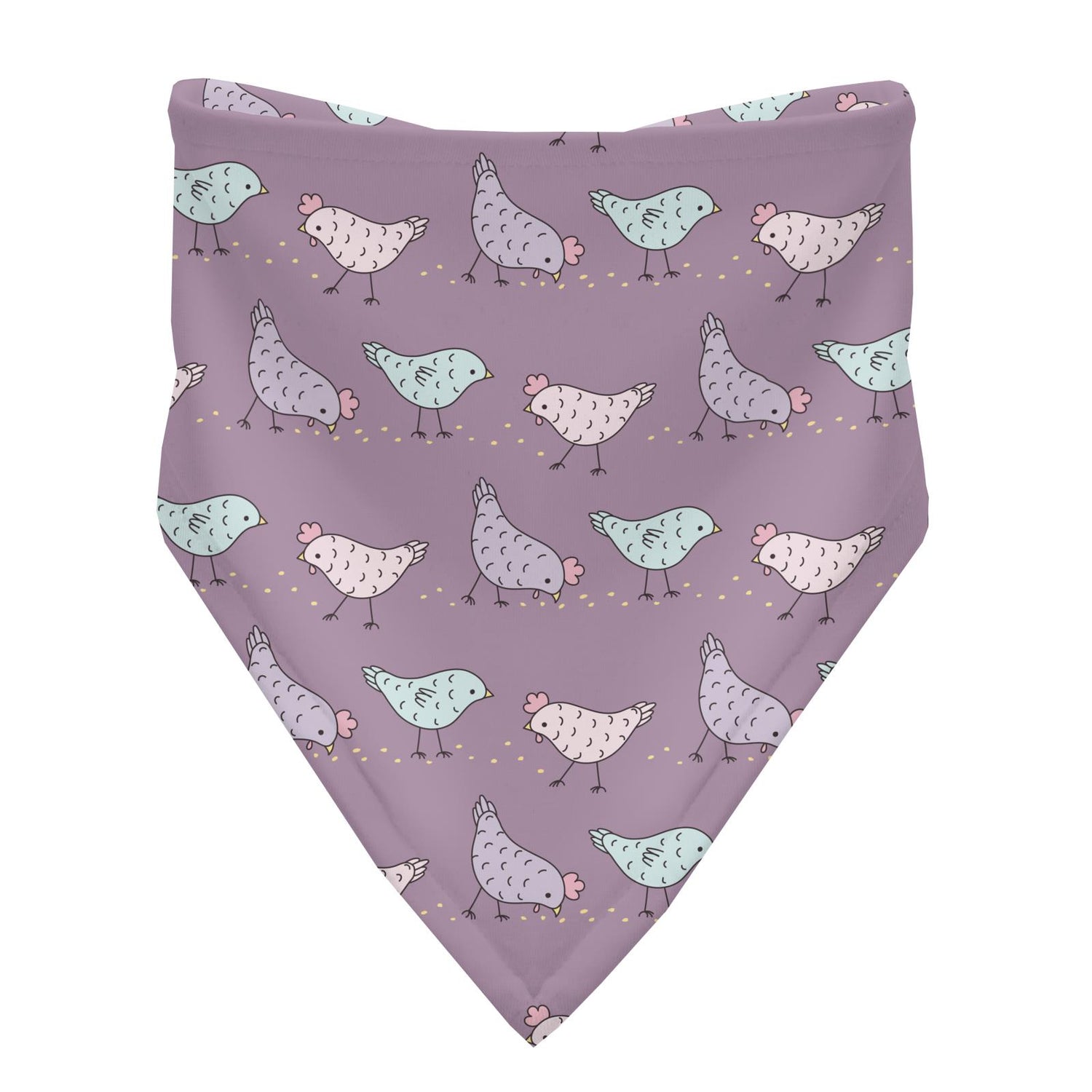 Print Bandana Bib in Lavender Chickens (310489)