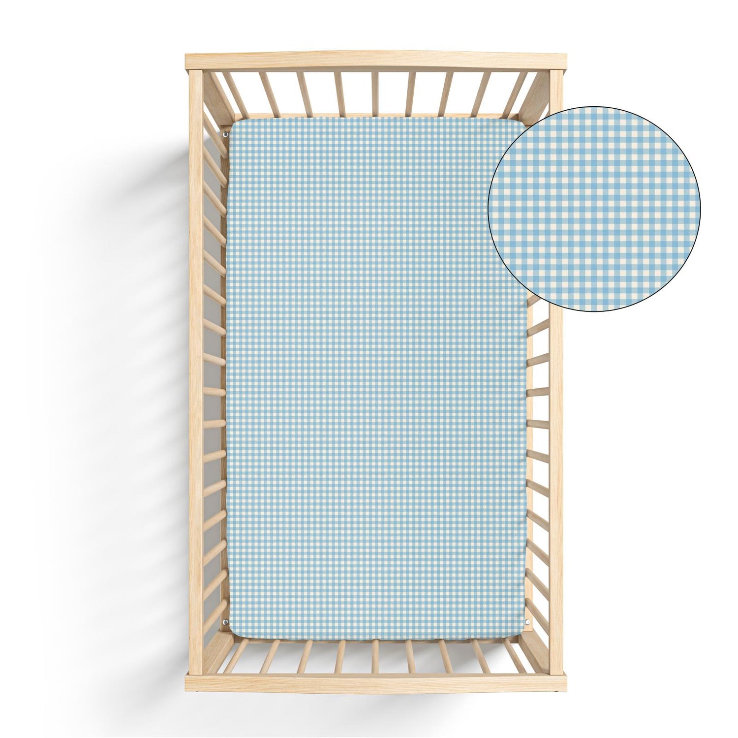 Print Grow-with-Me Crib to Twin Fitted Sheet in Seaside Blue Gingham (310529)