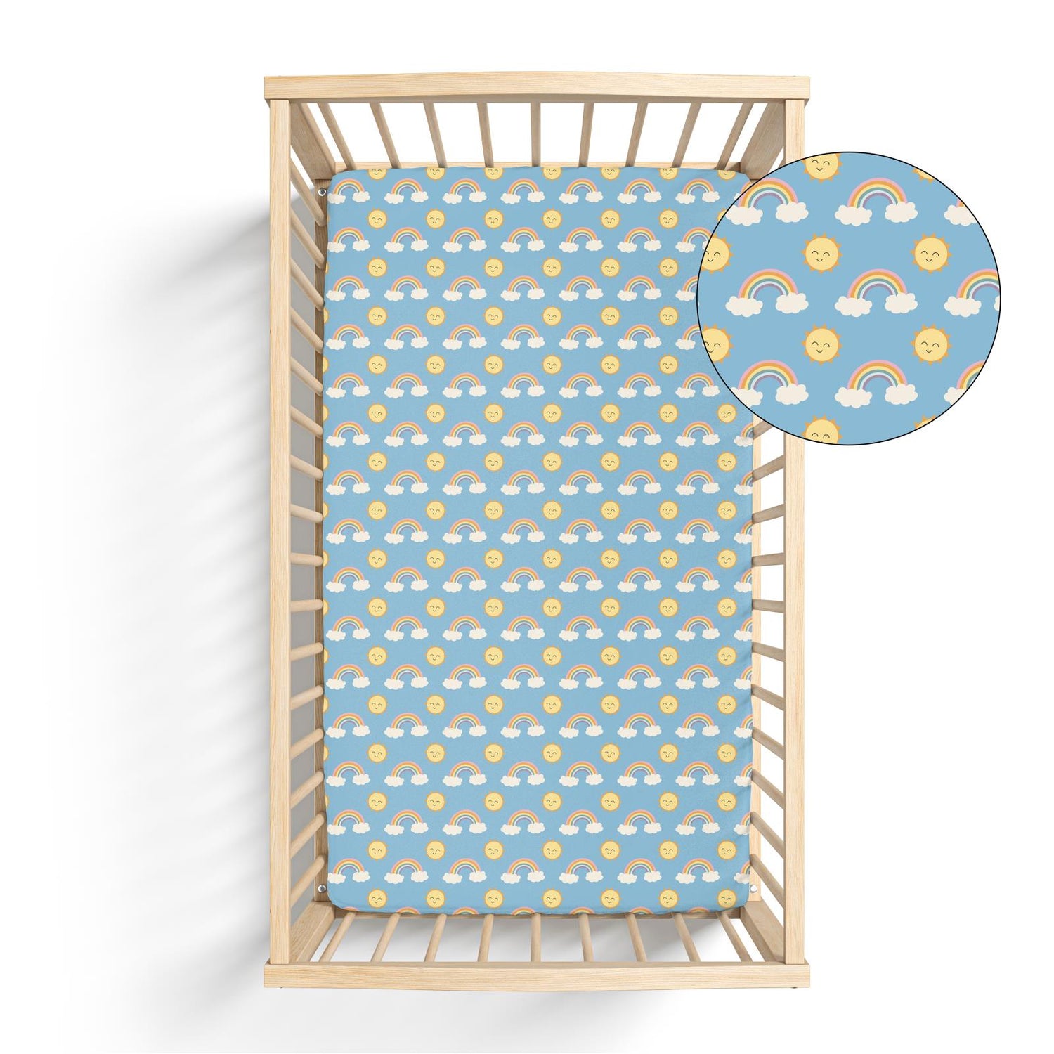 Print Grow-with-Me Crib to Twin Fitted Sheet in Sunshine and Rainbows (310439)