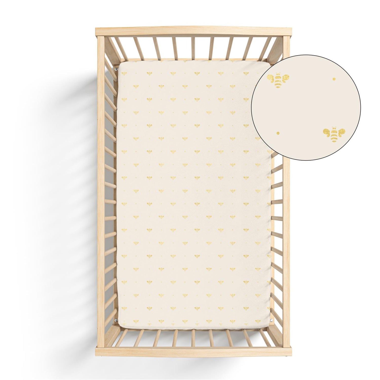 Print Grow-with-Me Crib to Twin Fitted Sheet in Gold Bees (310495)