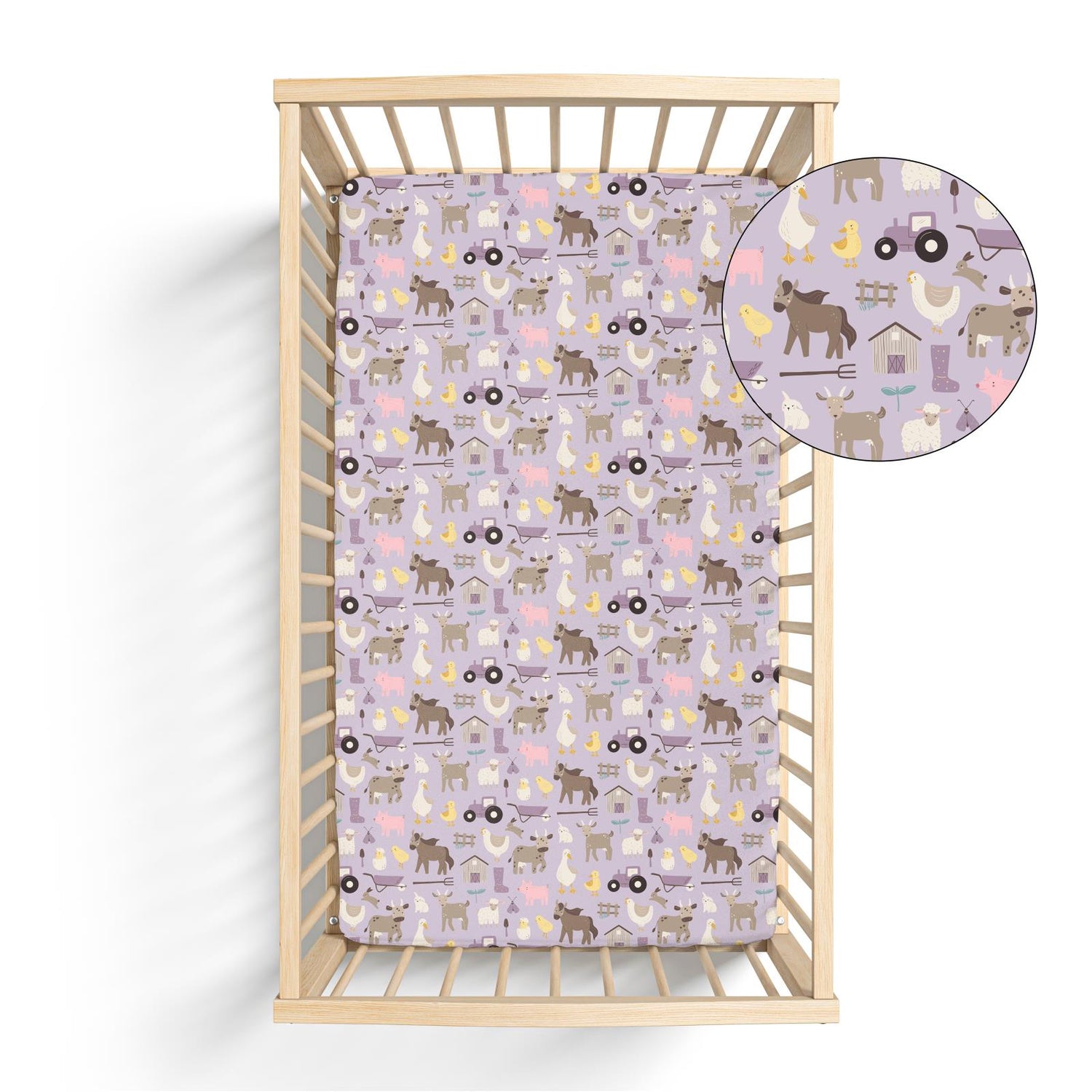 Print Grow-with-Me Crib to Twin Fitted Sheet in Thistle Morning on the Farm (310572)