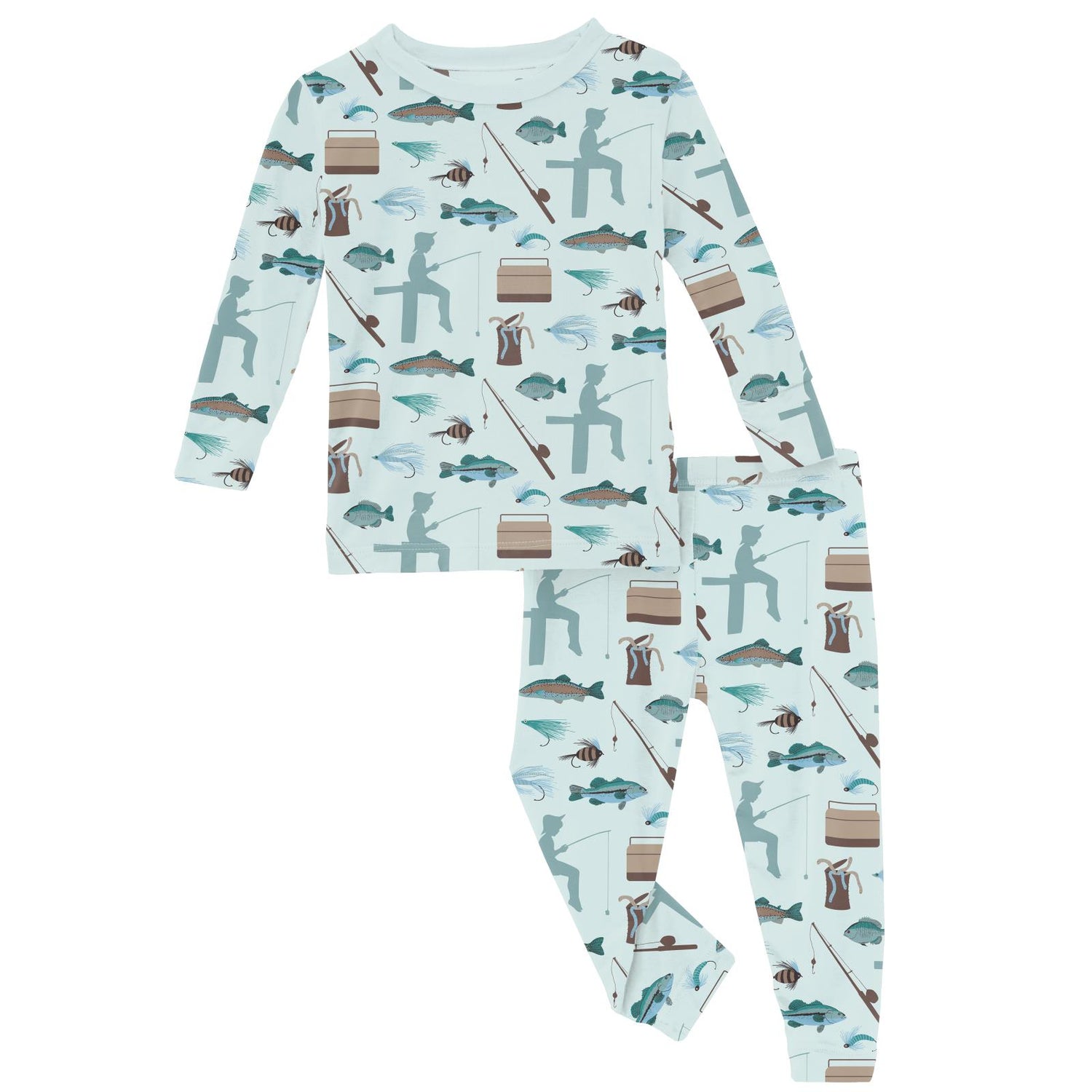 Print Long Sleeve Pajama Set in Fresh Air Fishing (319948)