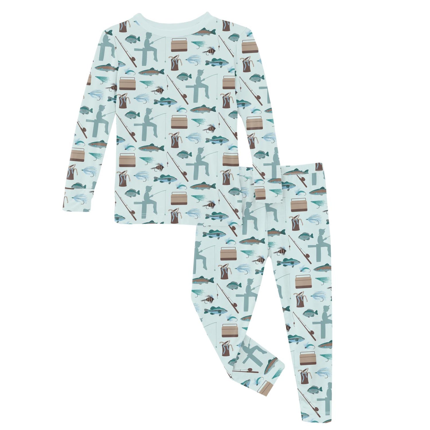 Print Long Sleeve Pajama Set in Fresh Air Fishing (319949)