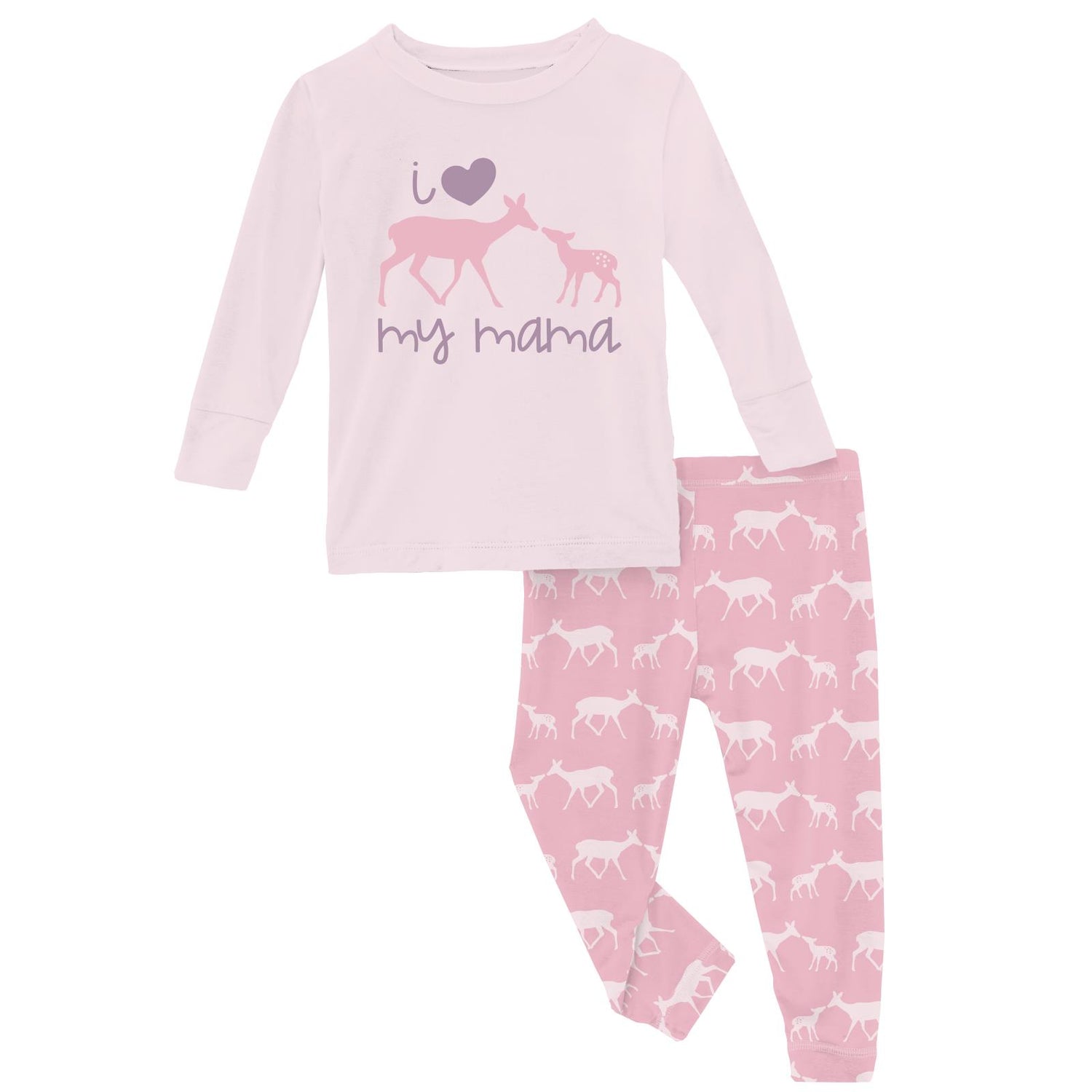 Long Sleeve Graphic Tee Pajama Set in Cake Pop Doe & Fawn (320239)