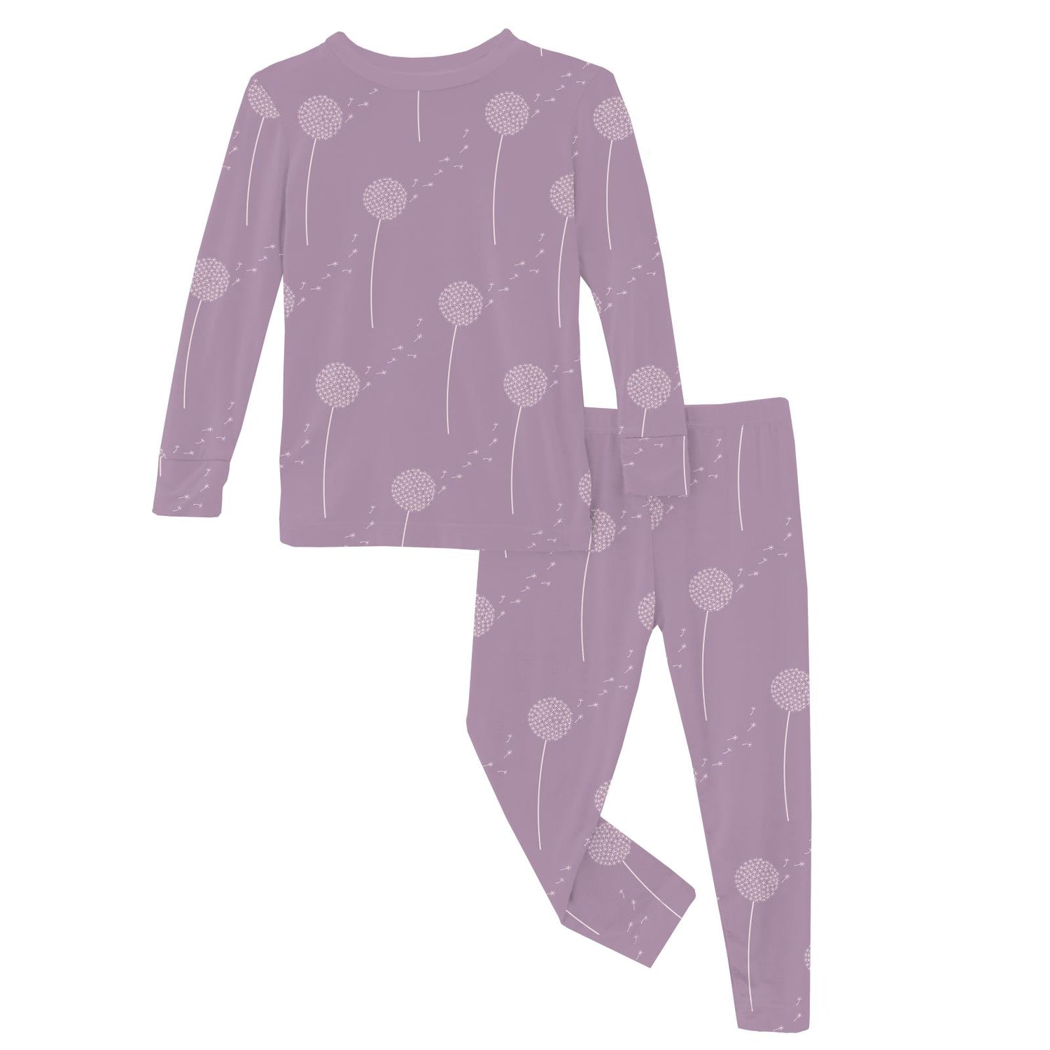 Print Long Sleeve Pajama Set in Lavender Dandelion Wish (320299)
