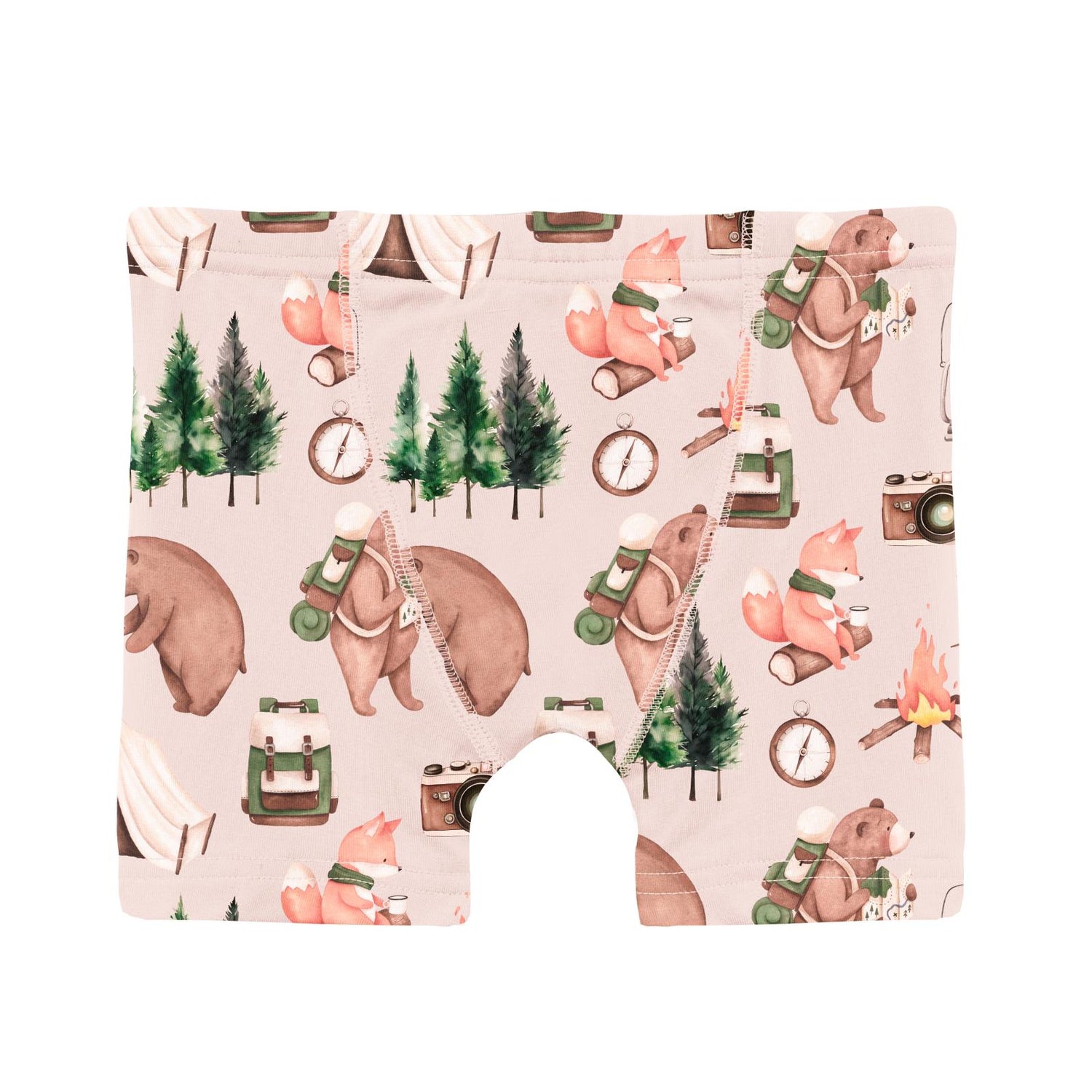 Print Boy's Boxer Brief in Latte Camping Animals (321633)