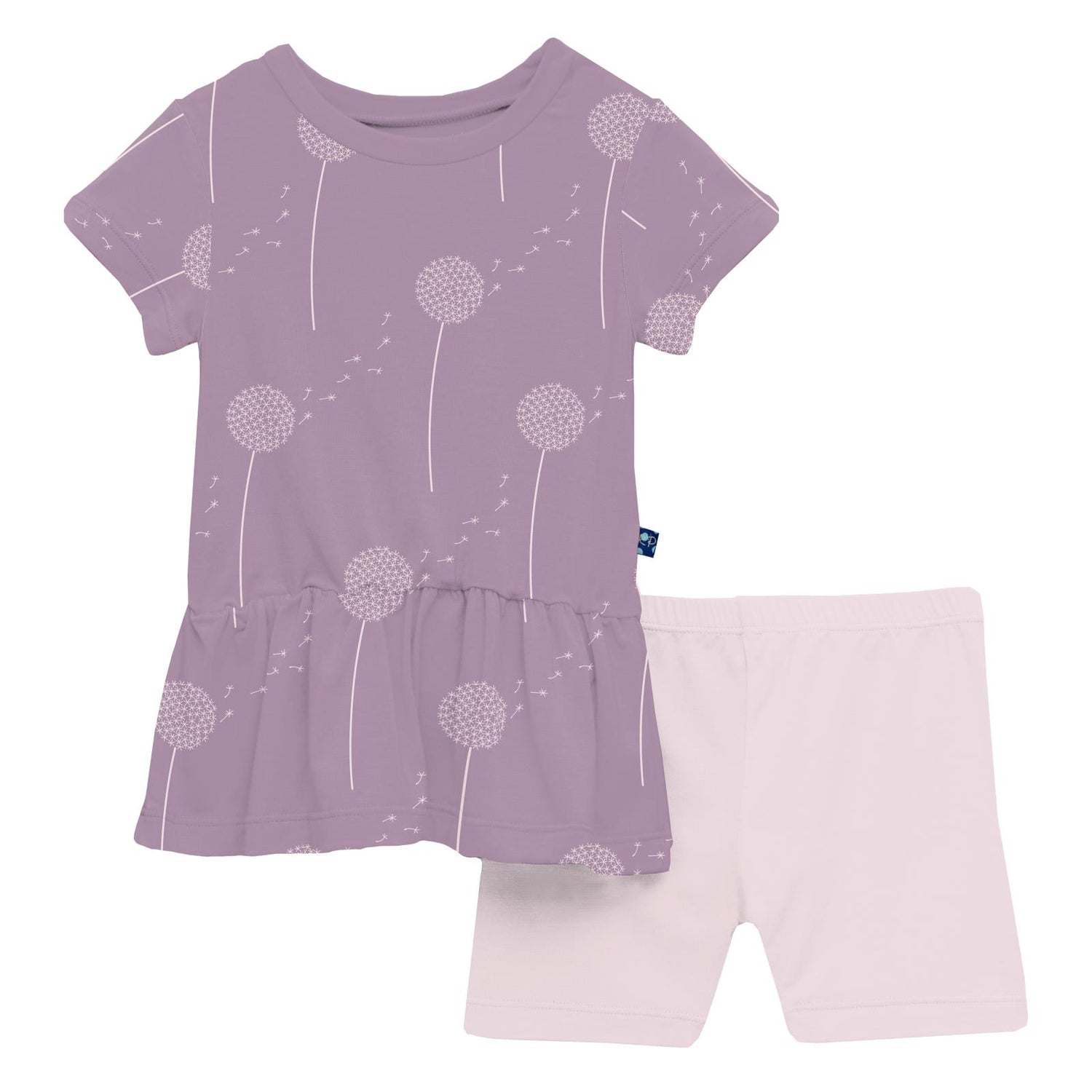Print Short Sleeve Playtime Outfit Set in Lavender Dandelion Wish (321654)