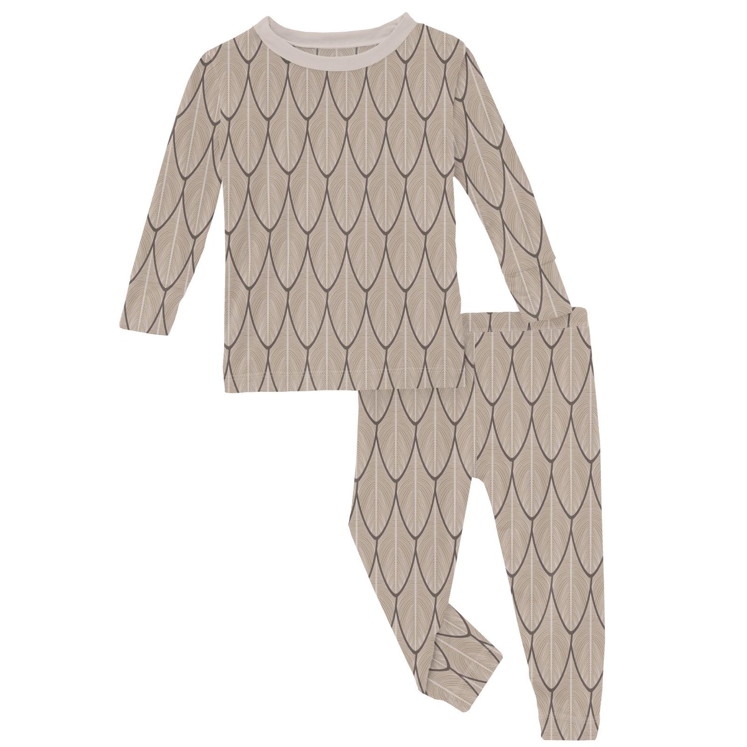 Print Long Sleeve Pajama Set in Owl Feathers (319957)
