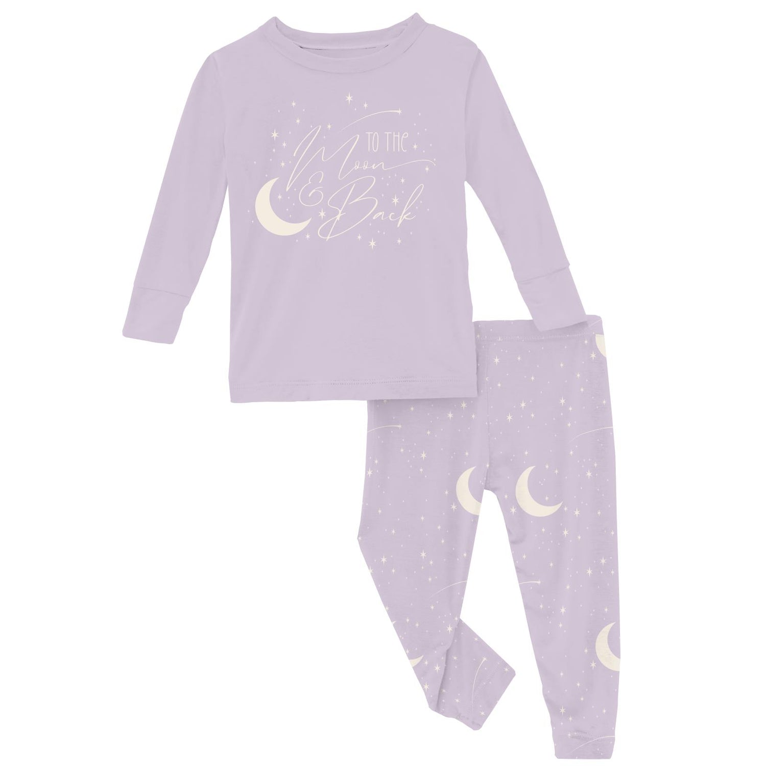 Long Sleeve Graphic Tee Pajama Set in Thistle Starry Sky & Moon (319973)