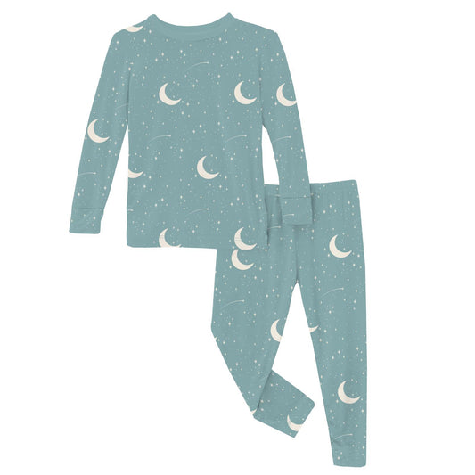 Print Long Sleeve Pajama Set in Jade Starry Sky & Moon (319993)