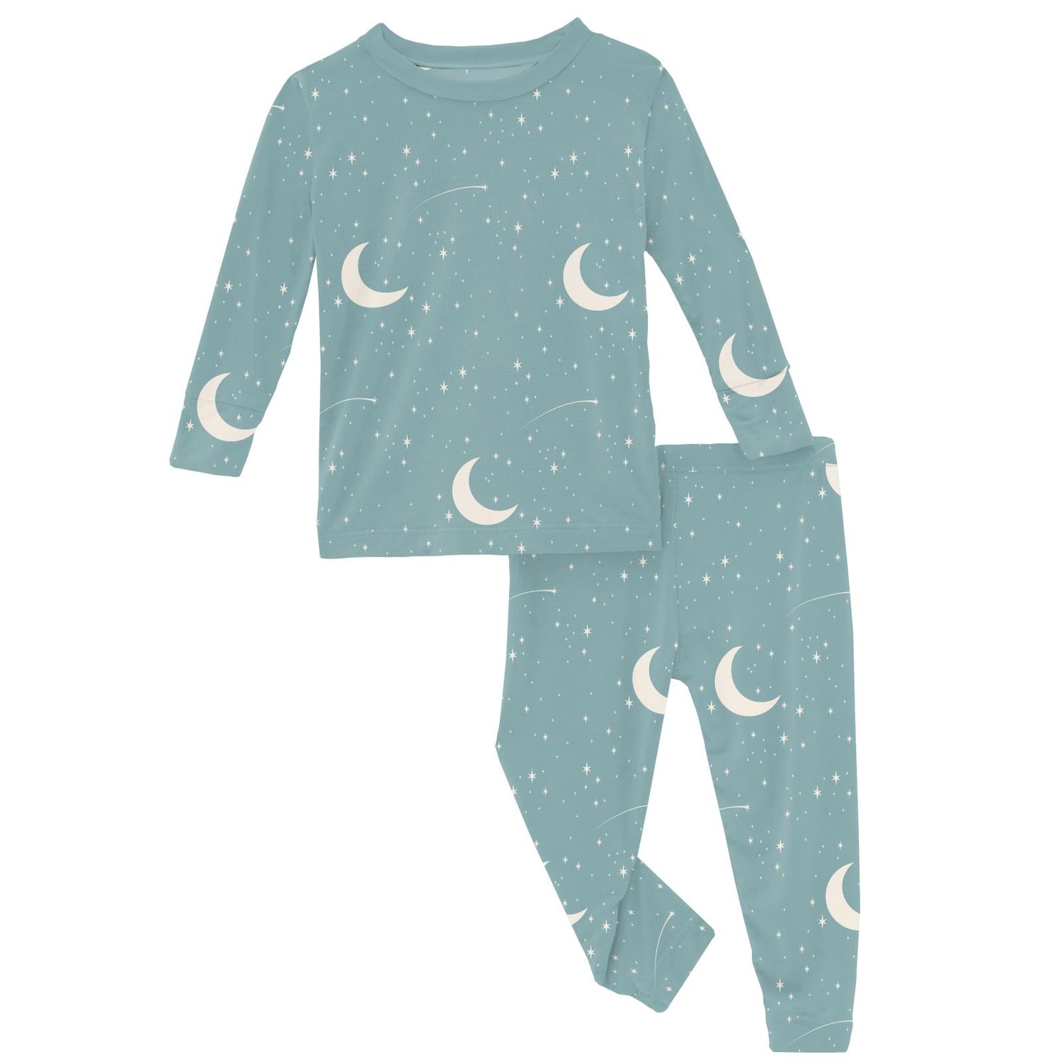Print Long Sleeve Pajama Set in Jade Starry Sky & Moon (320136)