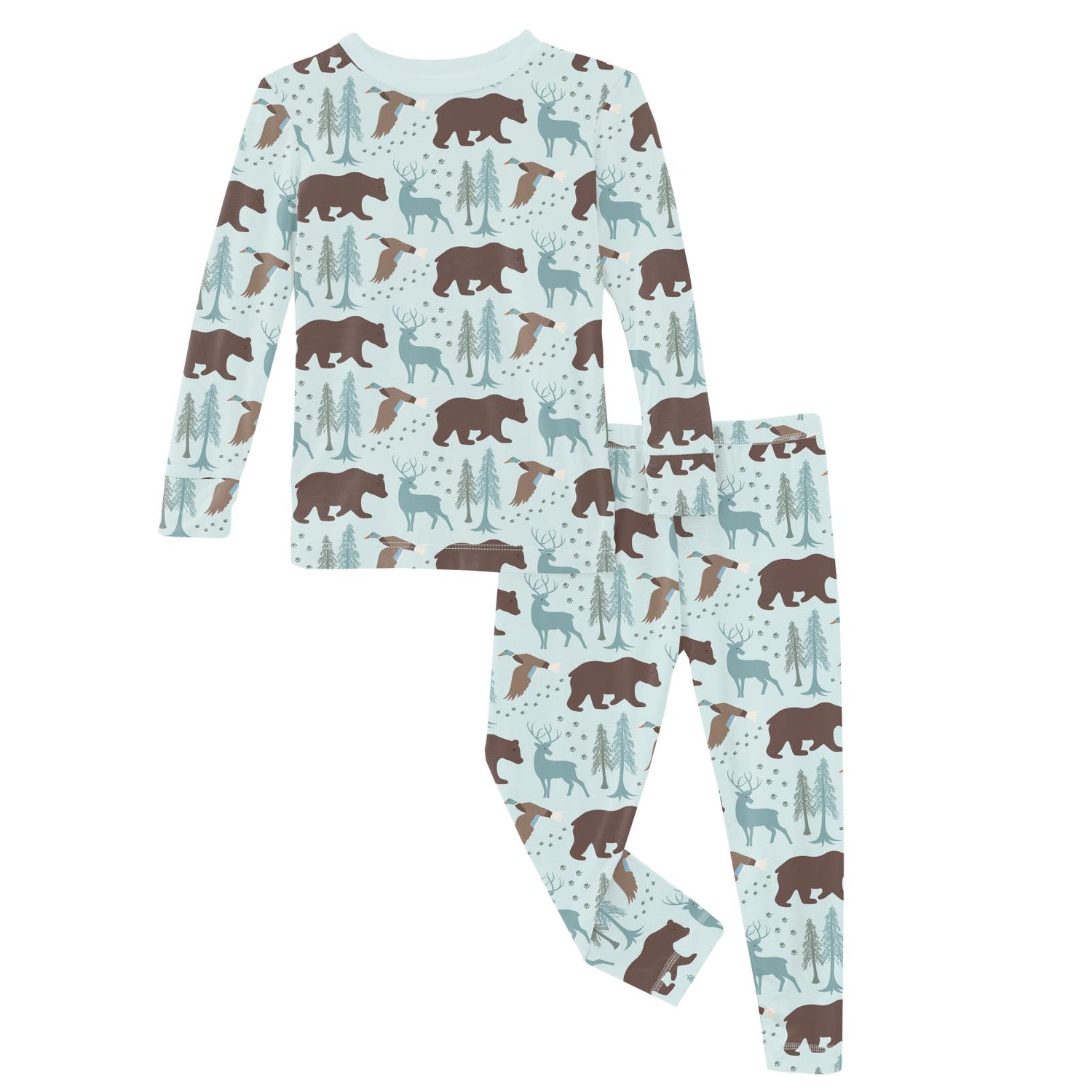 Print Long Sleeve Pajama Set in Fresh Air Forest Adventure (320244)