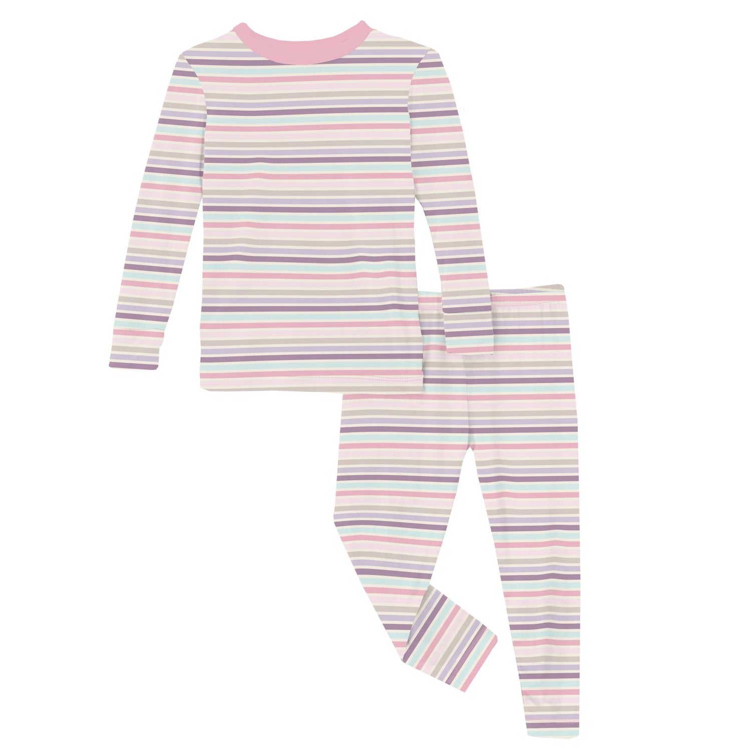Print Long Sleeve Pajama Set in Ice Cream Stripe (320297)