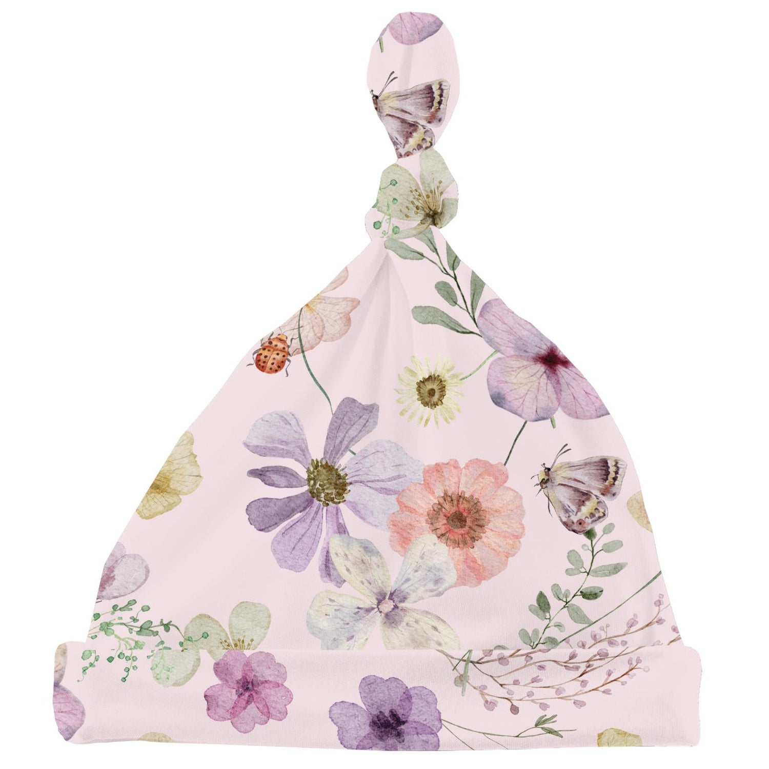 Print Knot Hat in Shrinking Violet Pressed Flowers (320300)