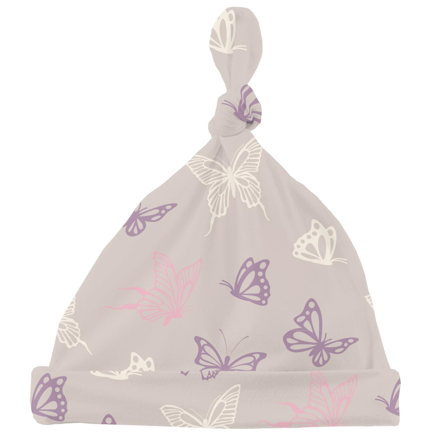 Print Knot Hat in Latte Butterflies (320326)