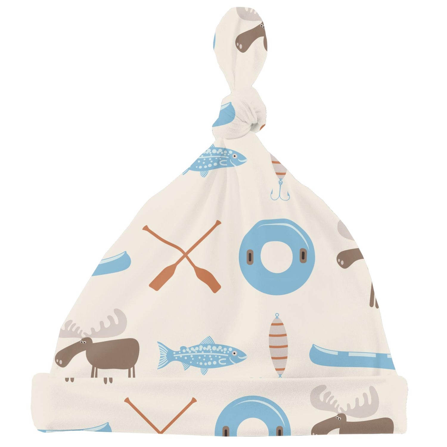 Print Knot Hat in Natural Lake Life (320405)