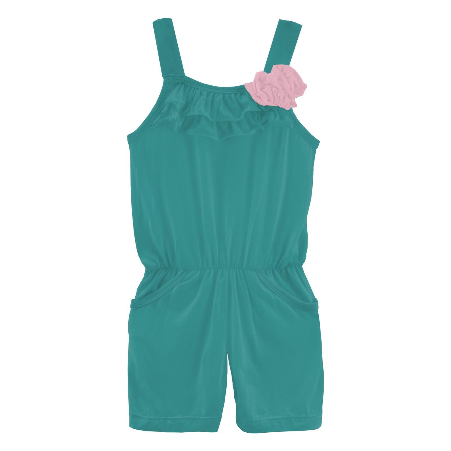 Flower Romper with Pockets in Agave