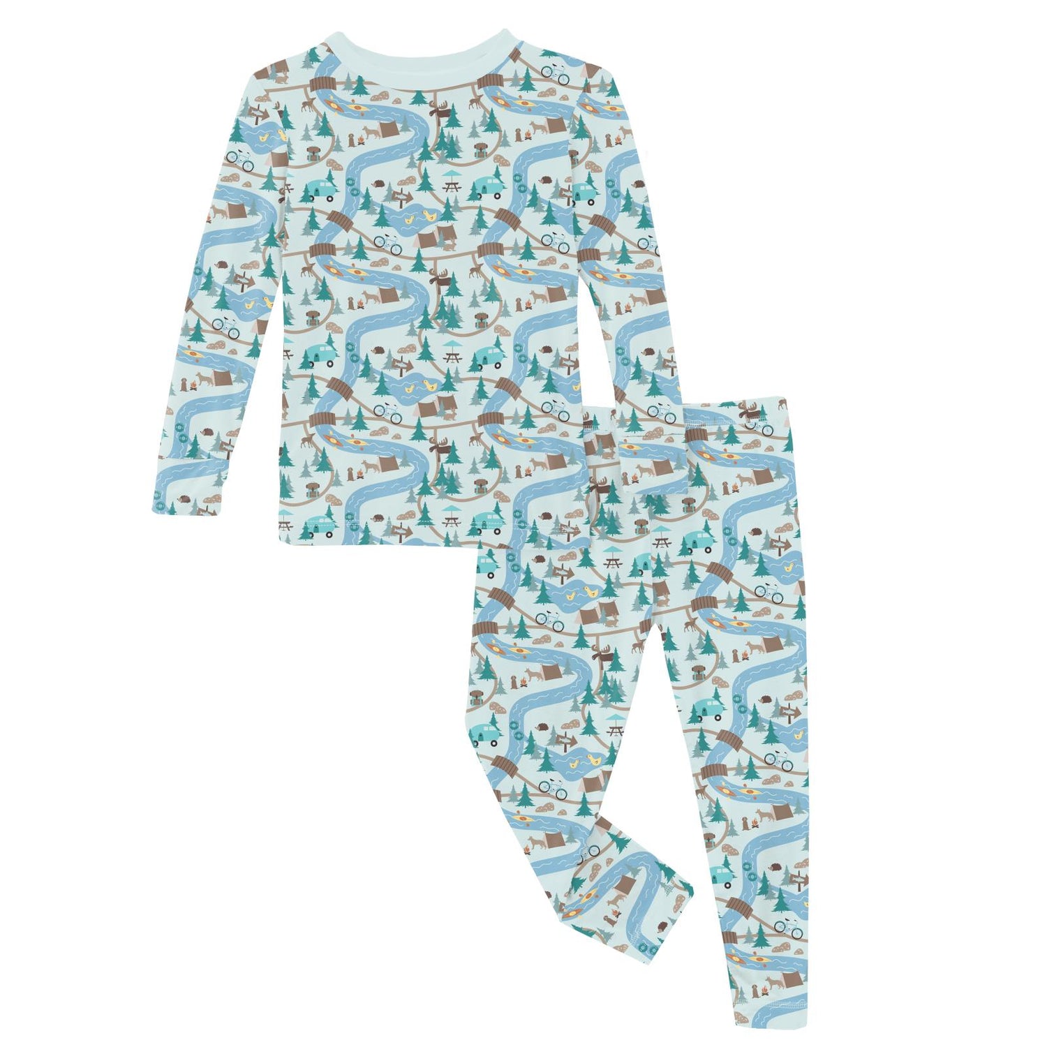 Print Long Sleeve Pajama Set in Fresh Air Campground Map (320409)