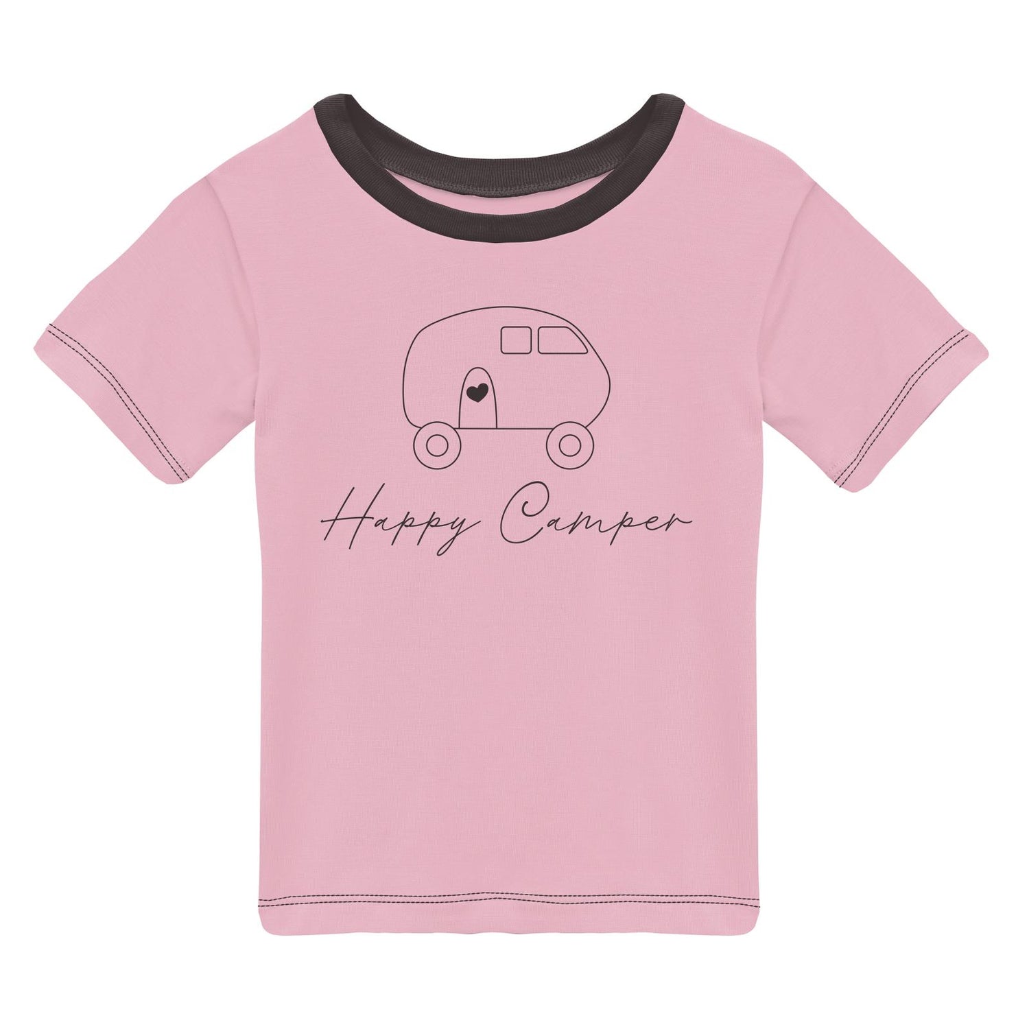 Short Sleeve Crew Neck Graphic Tee in Cake Pop Happy Camper (320410)