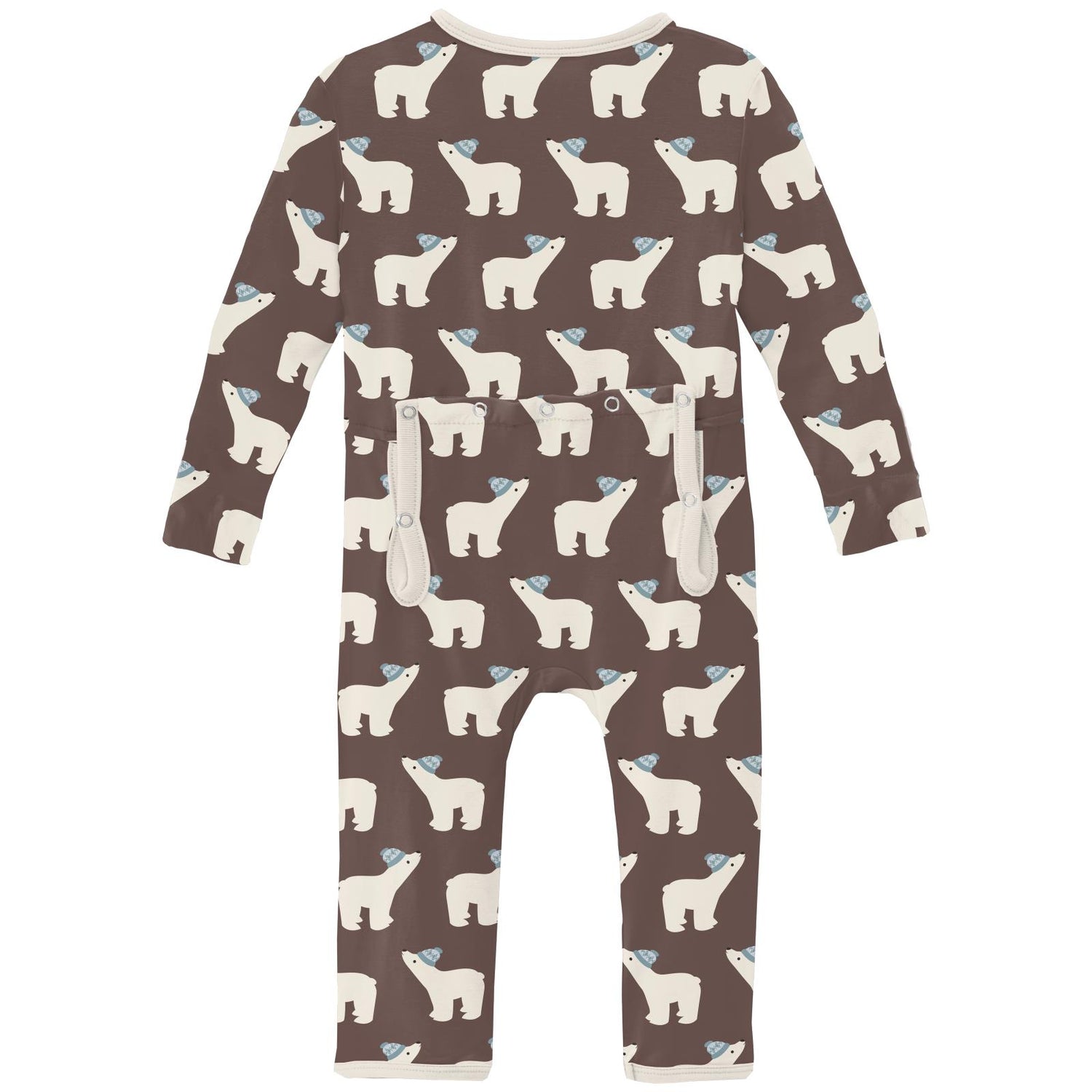 Print Coverall with 2 Way Zipper in Coffee Polar Bears
