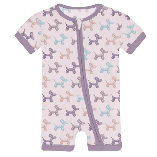 Print Shorty Sleeper with Zipper in Shrinking Violet Balloon Dogs (362174)