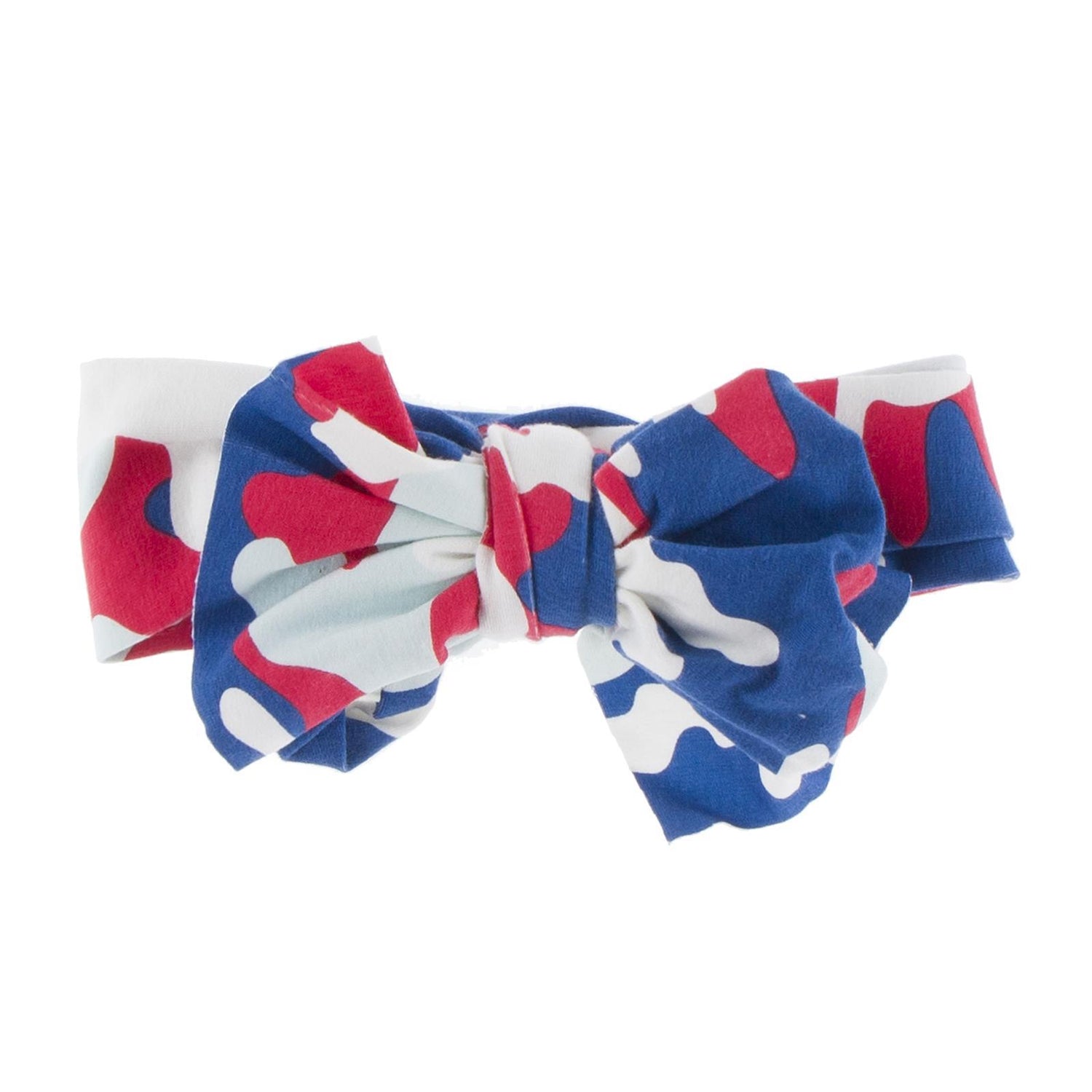 Print Luxe Head Wrap with Bow in Flag Red Military (374244)