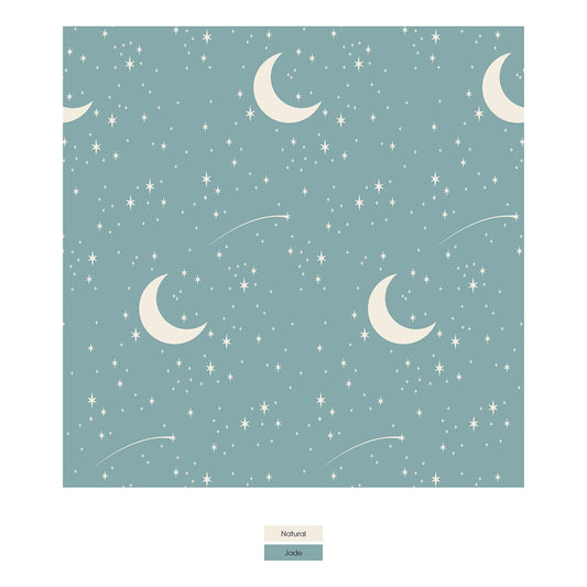 Print Flutter Sleeve Twirl Dress with Pockets in Jade Starry Sky & Moon (324211)