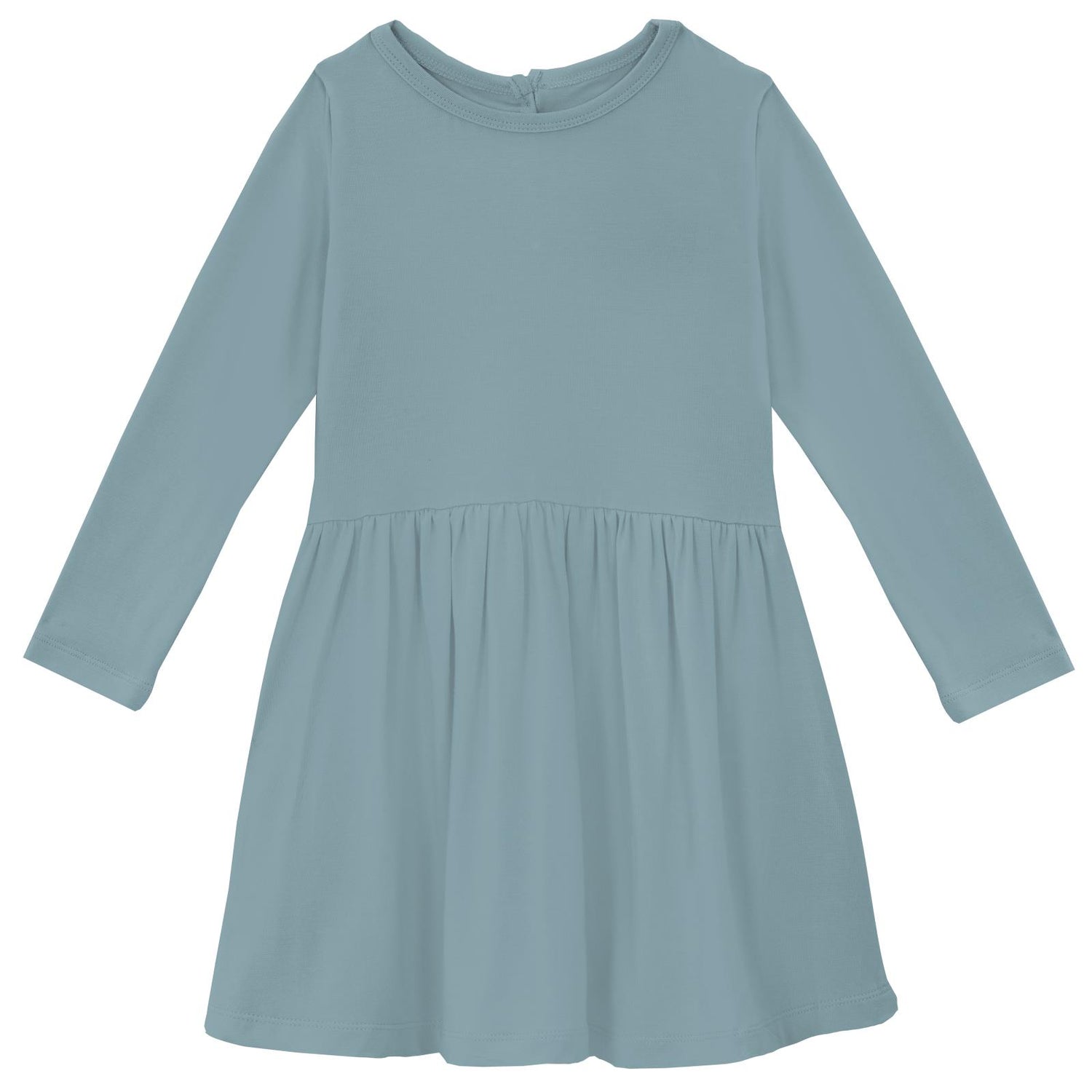 Long Sleeve Twirl Dress with Pockets in Stormy Sea