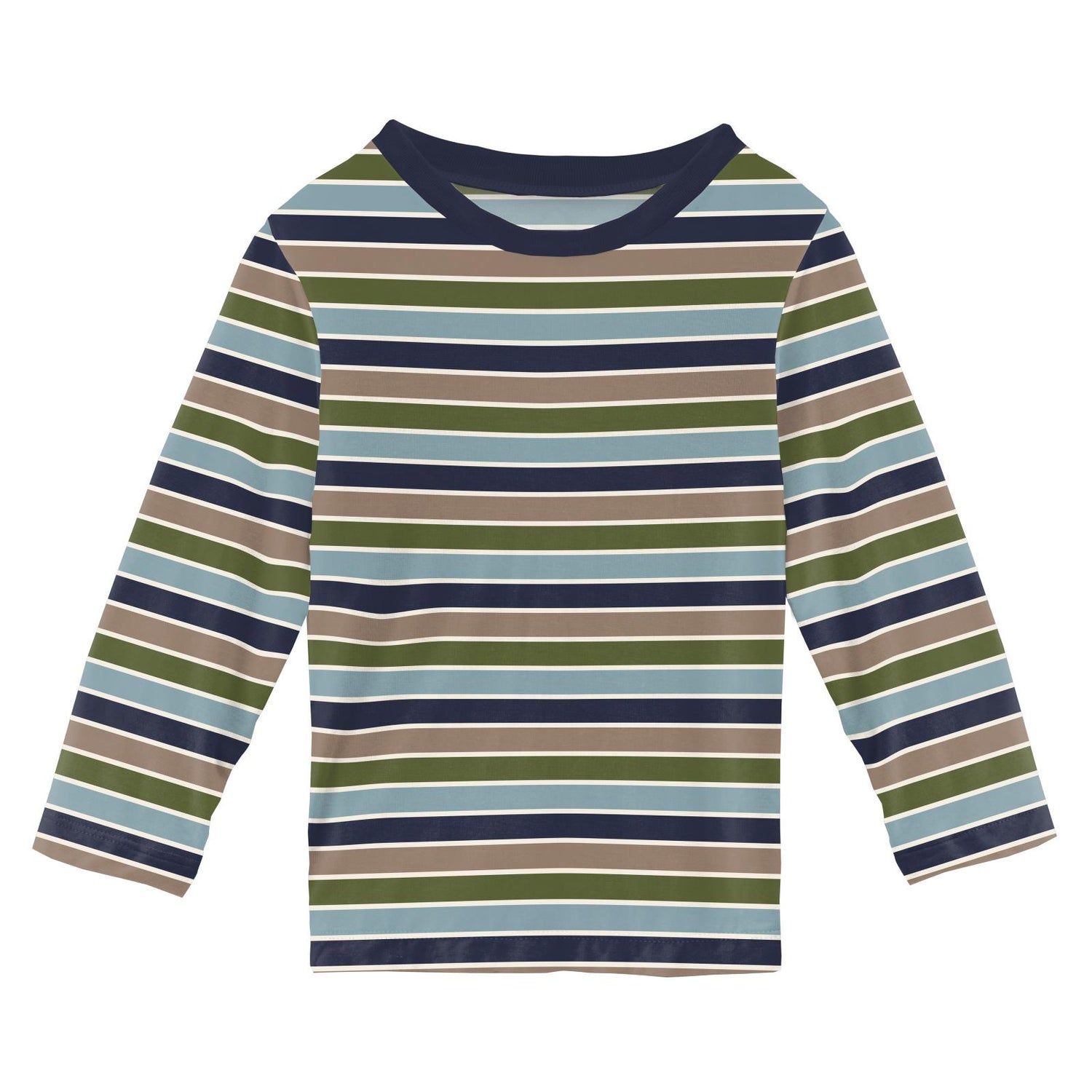 Print Long Sleeve Crew Neck Tee in Fall Vibes Stripe (373028)