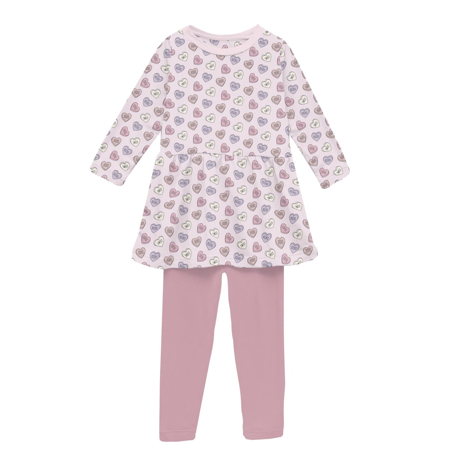 Print Long Sleeve Playtime Outfit Set in Candy Hearts (363395)