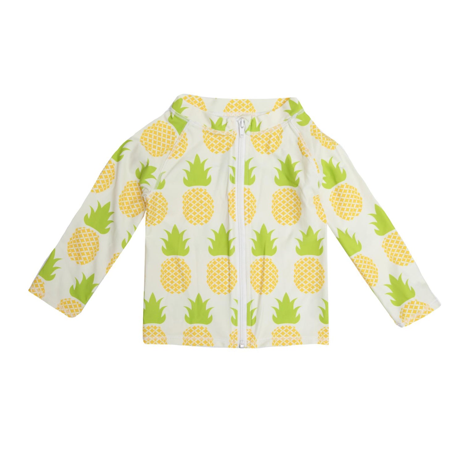 Print Long Sleeve Zip-Front Swim and Sun Cover Up in Natural Pineapple (243239)