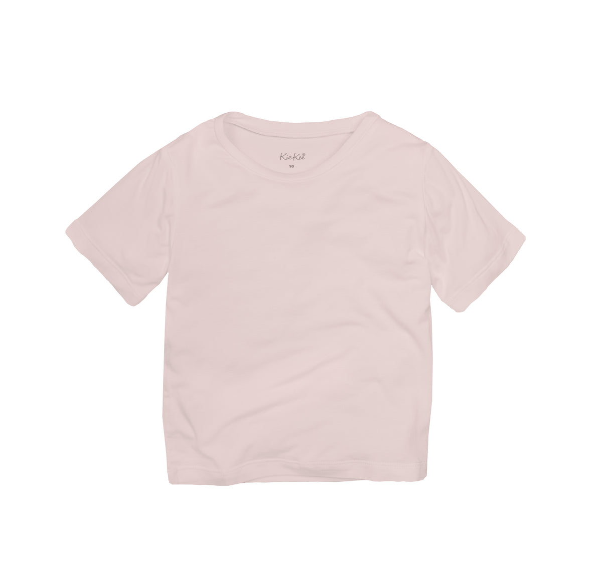 Macaroonの淡いピンクの半袖クルーネックTシャツ、正面全体