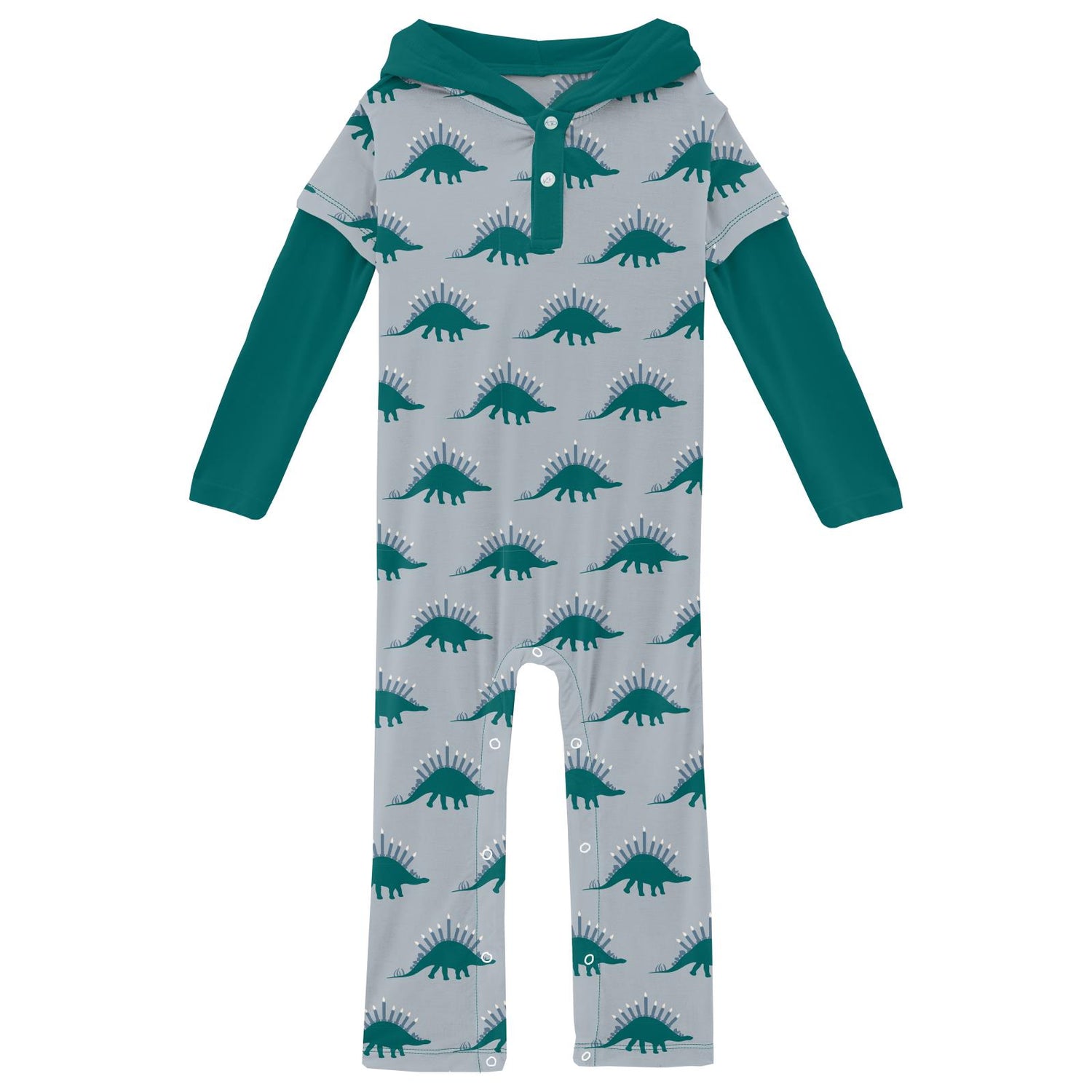 Print Long Sleeve Hoodie Romper in Pearl Blue Menorahsaurus (252989)